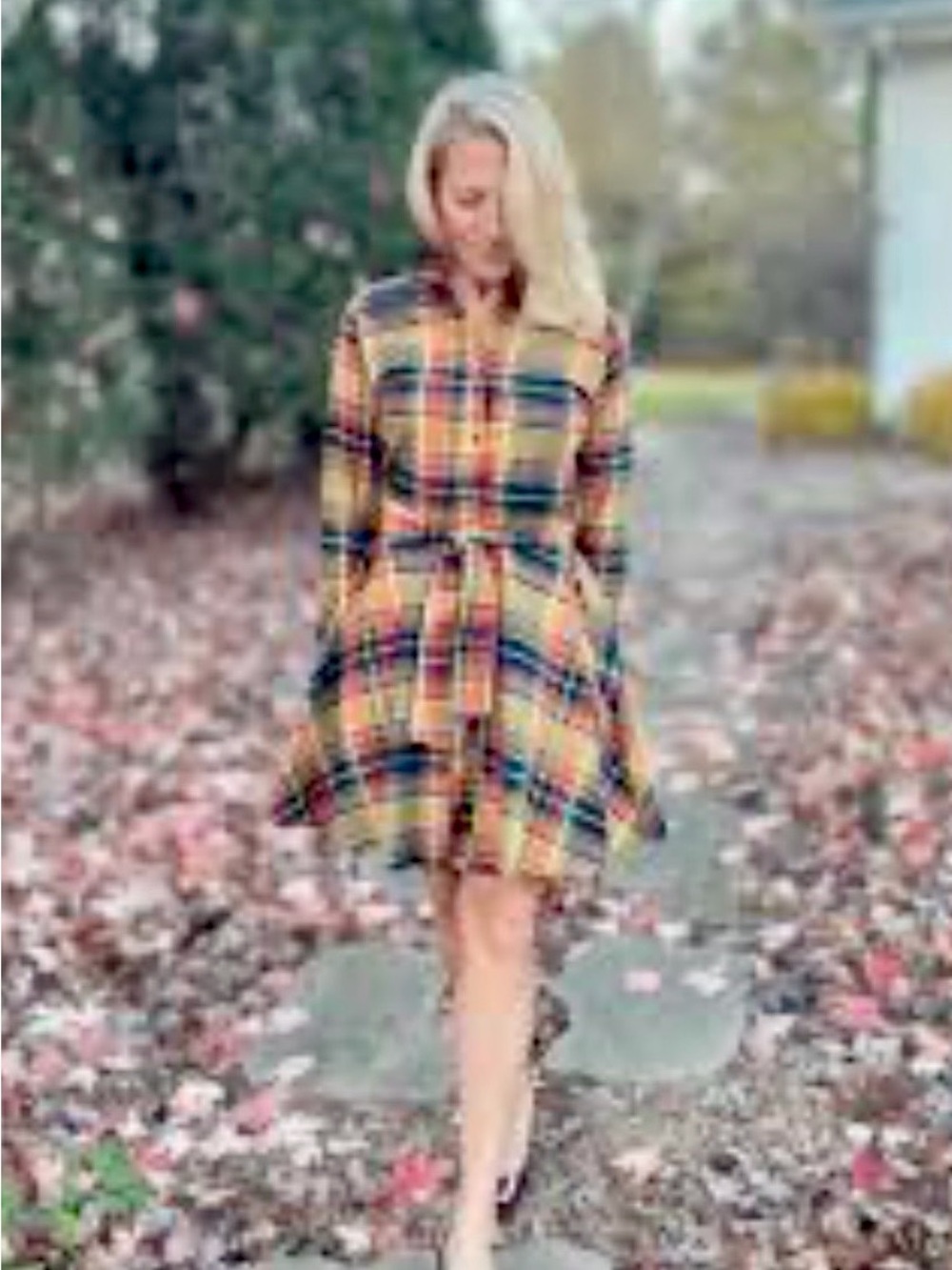 Kiel James Patrick Yellow Plaid Tie-Waist Mini Dress